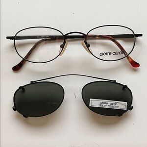Pierre Cardin Black and Brown Glasses  Frame with Clip-Ons
